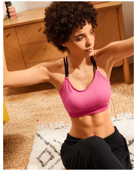 John Lewis ‘Daisy’ yoga/pilates crop top in pink