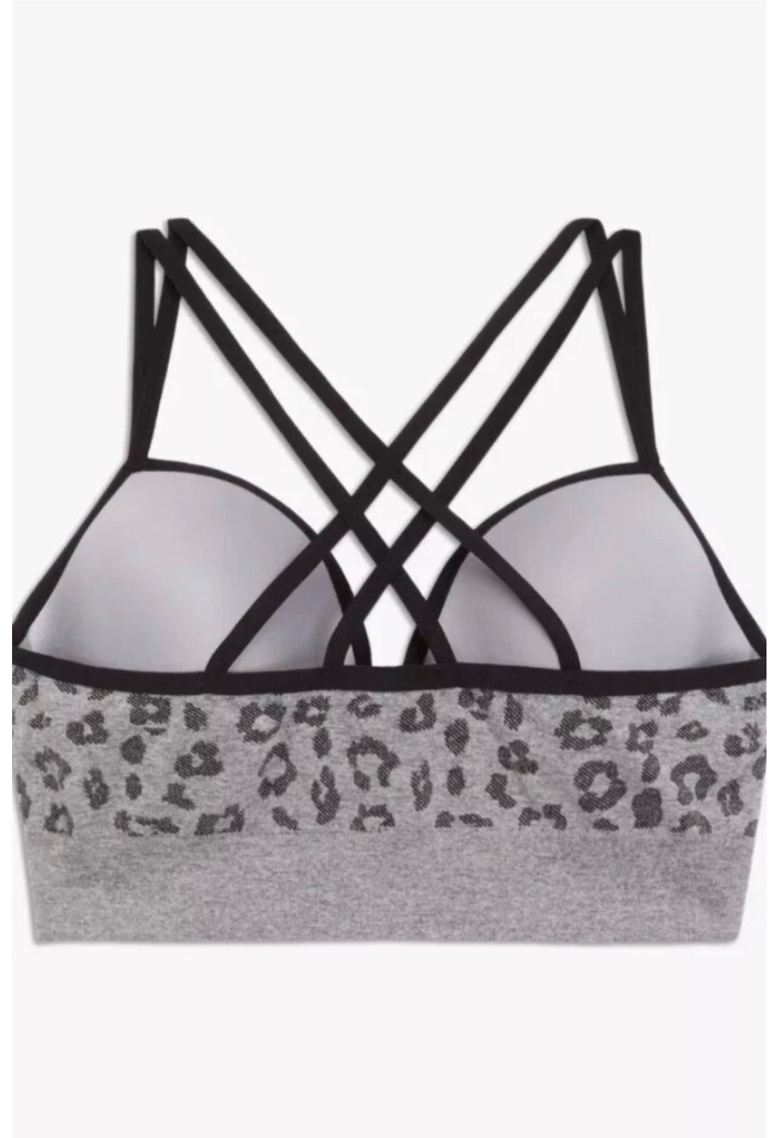 John Lewis ‘Amy’ yoga/pilates bra in grey leopard