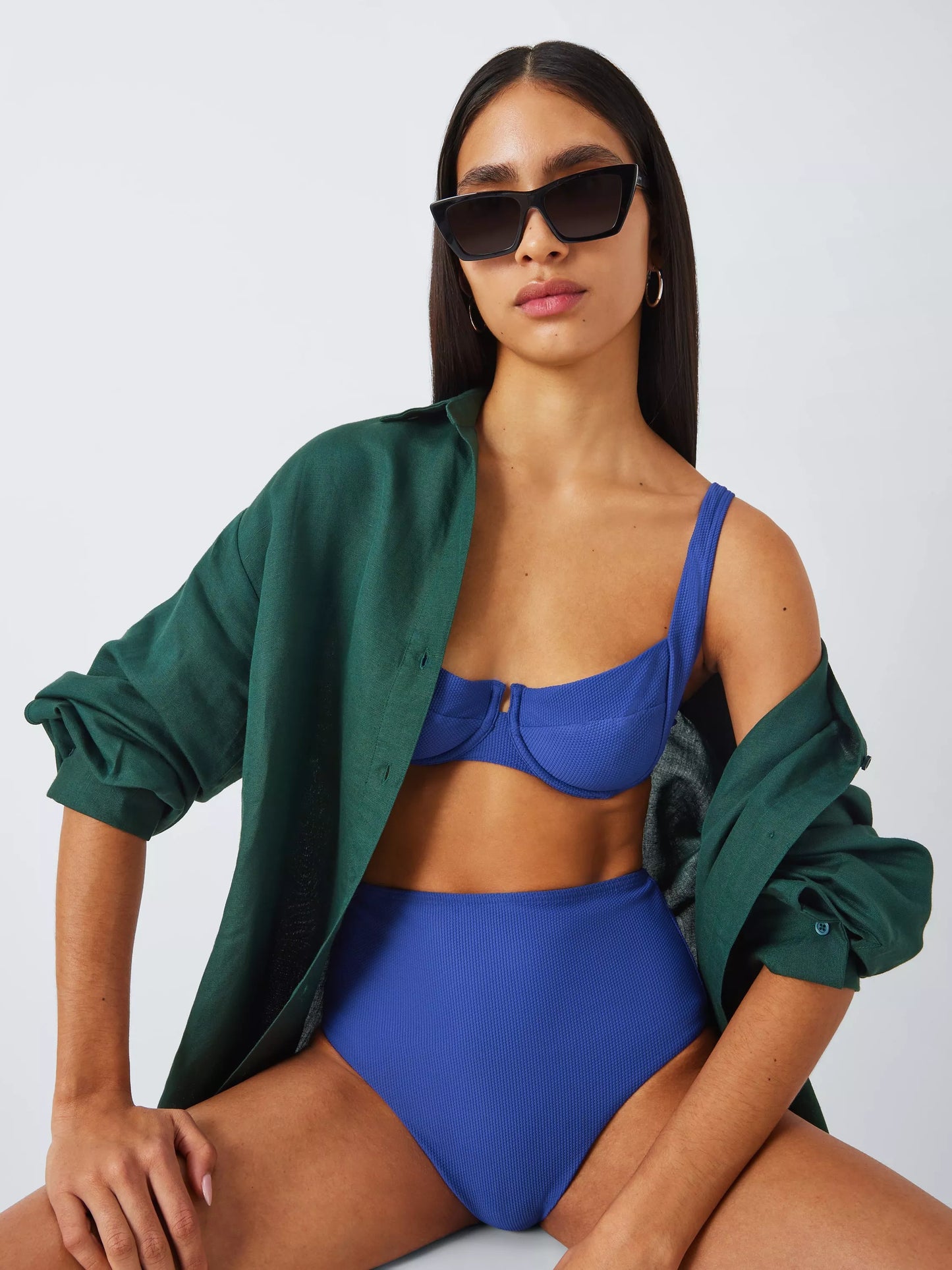 John Lewis ‘Palma’ high waisted, textured underwired bikini size 16 36B