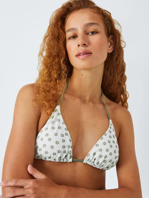John Lewis ditsy jacquard bikini in pale green size 14