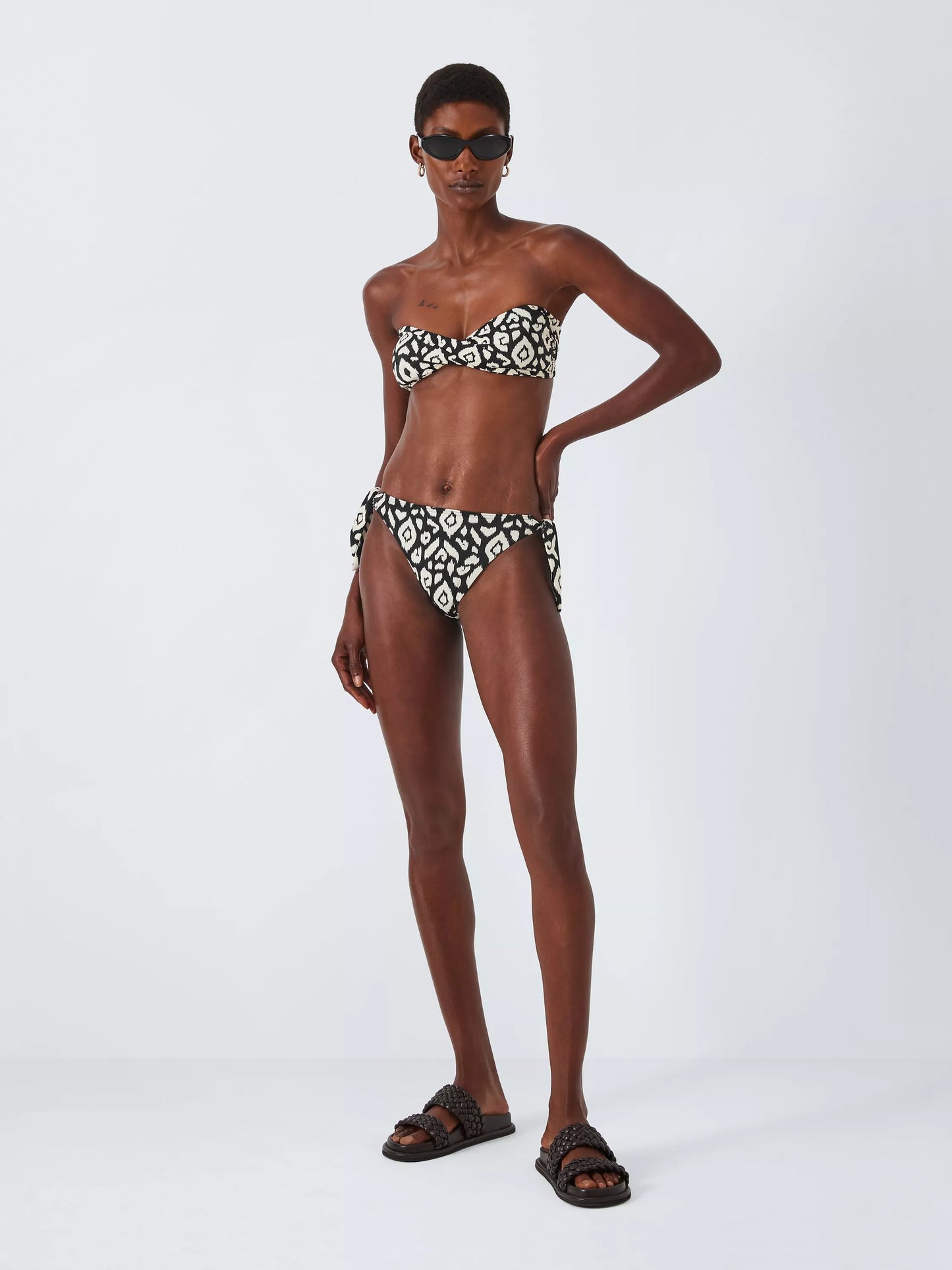 John Lewis ‘maya’ Aztec, twist top bikini in black/white size 16