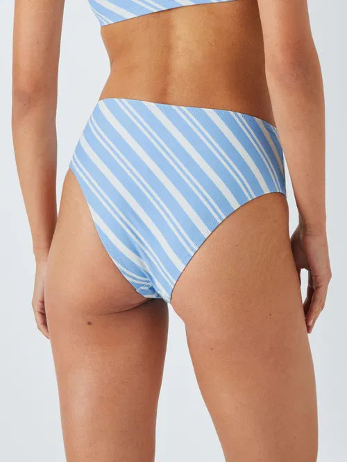 John Lewis one shoulder, striped bikini in powder blue