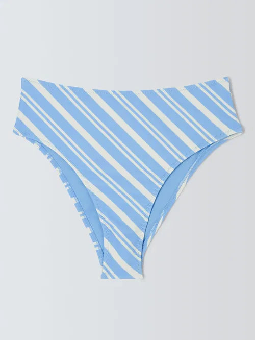 John Lewis one shoulder, striped bikini in powder blue