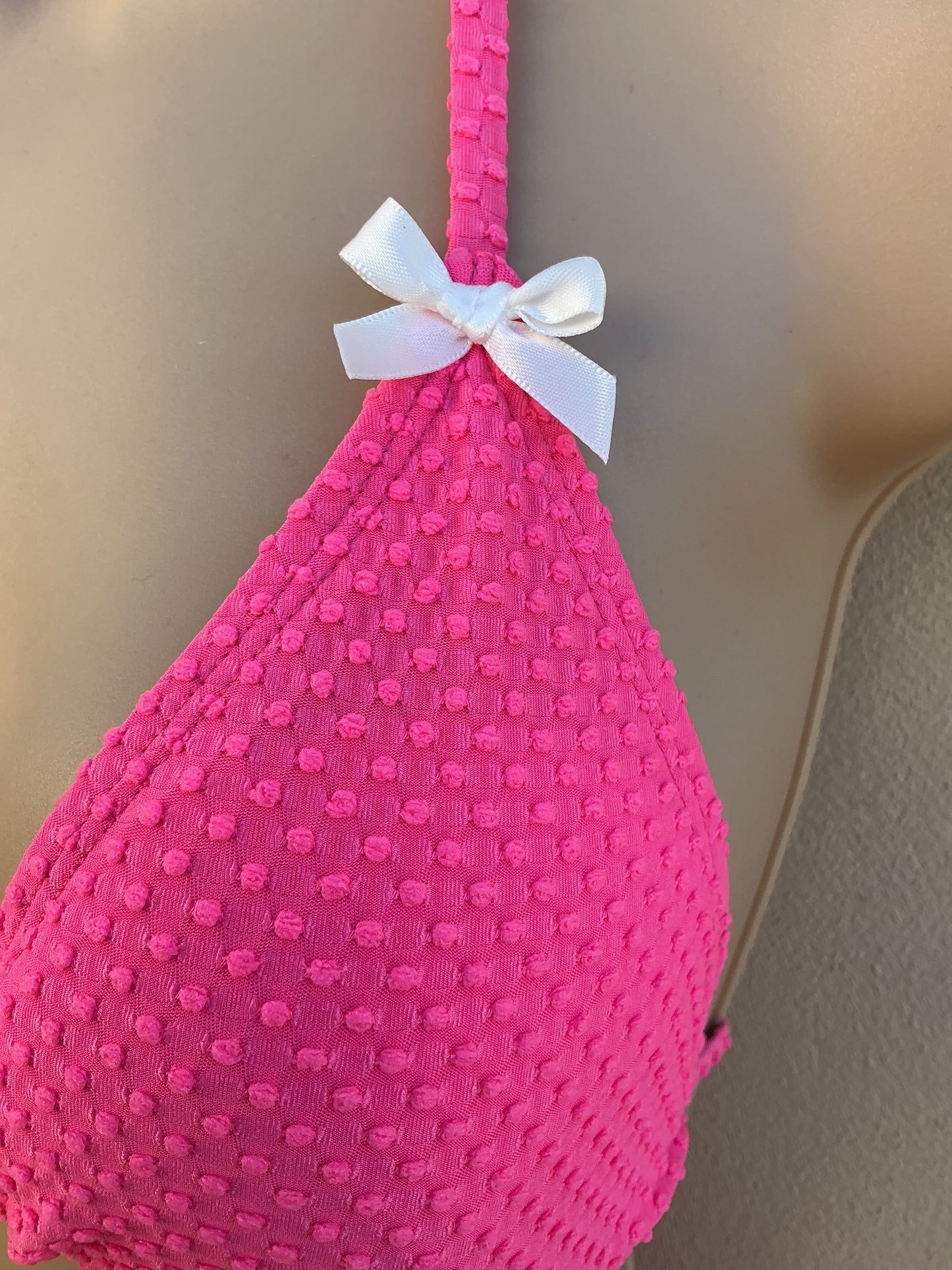 Pink popcorn bow bikini