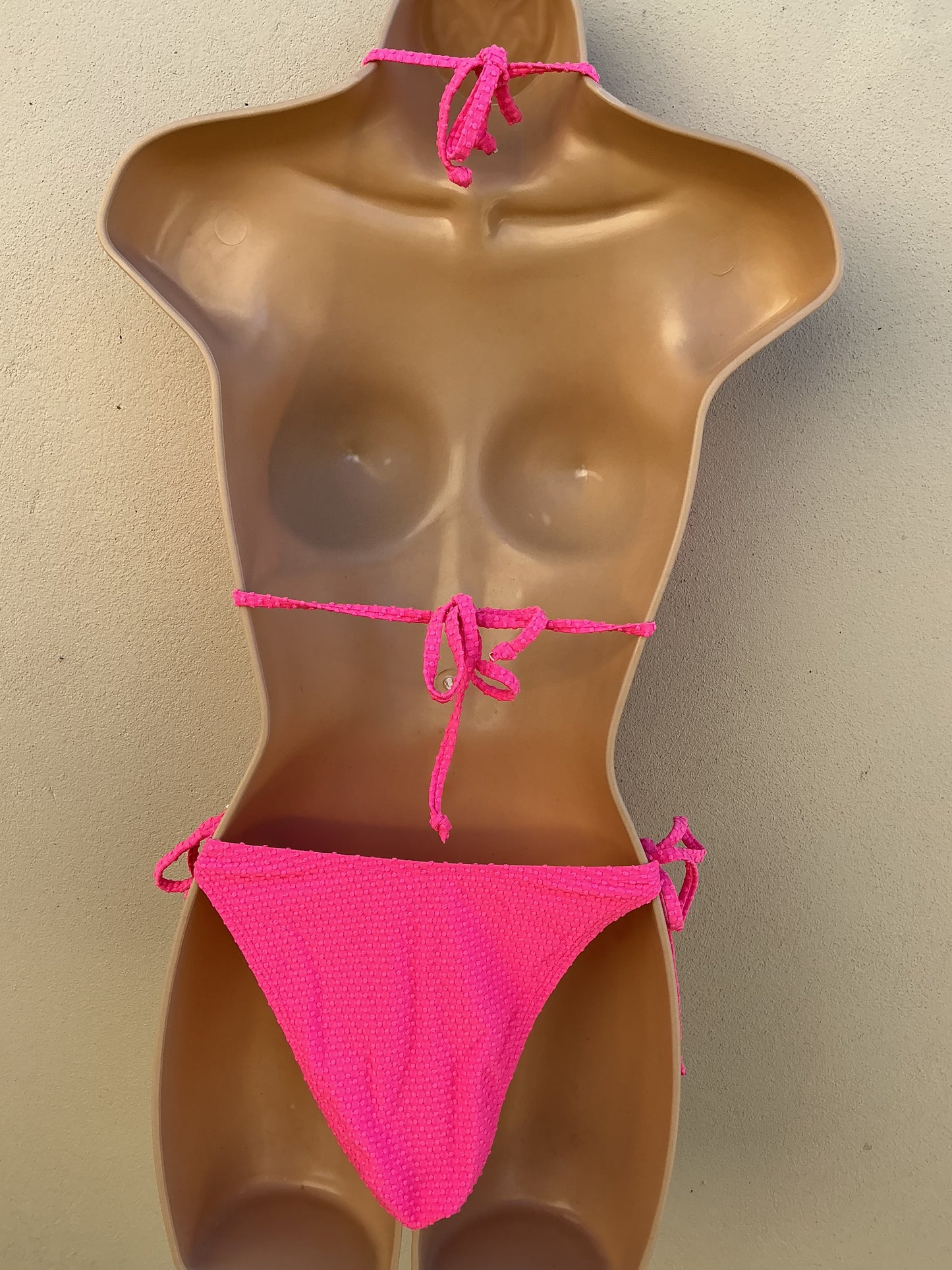 Pink popcorn bow bikini