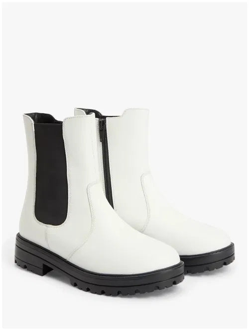 John Lewis - chunky Chelsea boots in white size 1 (33)