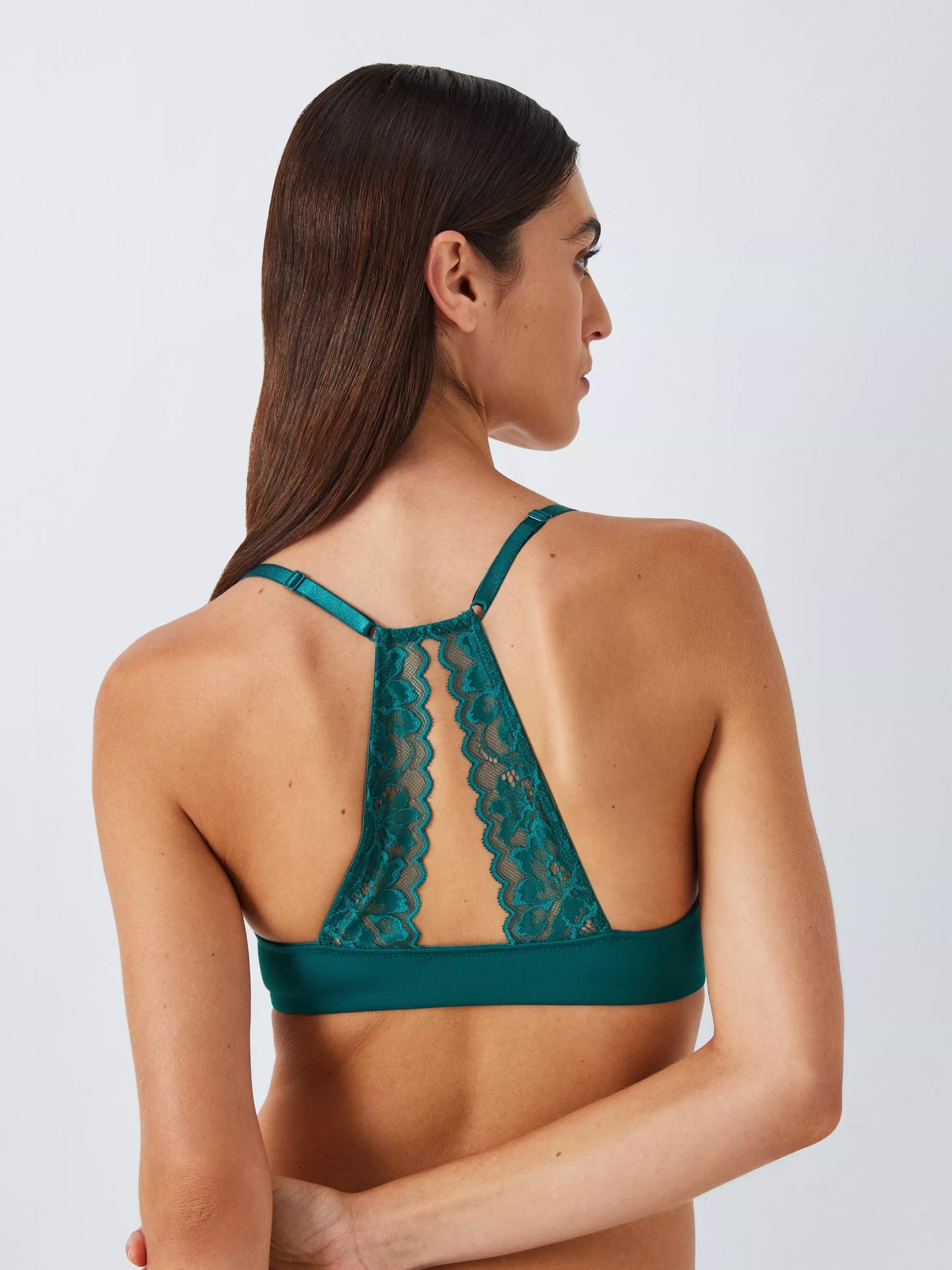 ‘Zayla’ lace racer back bra in green