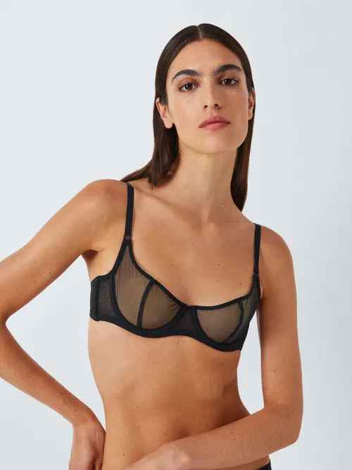 ‘Nicolette’ mesh balcony bra in black