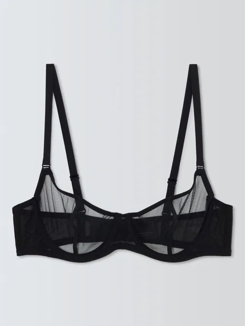 ‘Nicolette’ mesh balcony bra in black