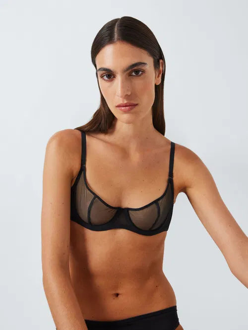 ‘Nicolette’ mesh balcony bra in black