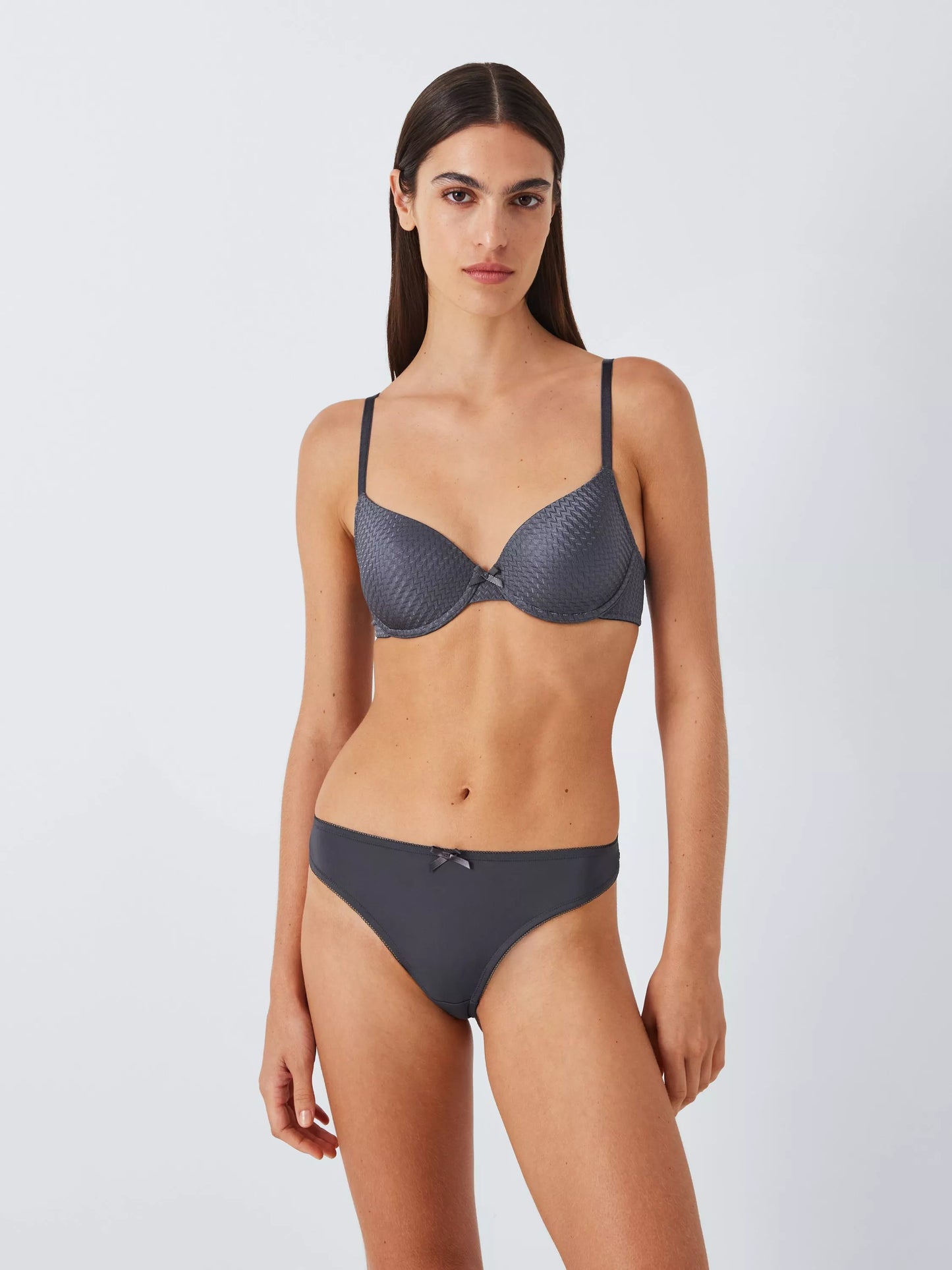 Diamond textured t shirt bra in graphite grey