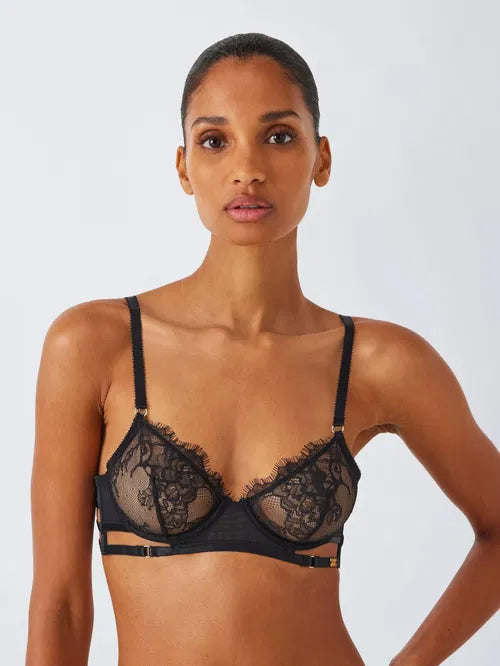 ‘Natalie’ floral lace bra in black