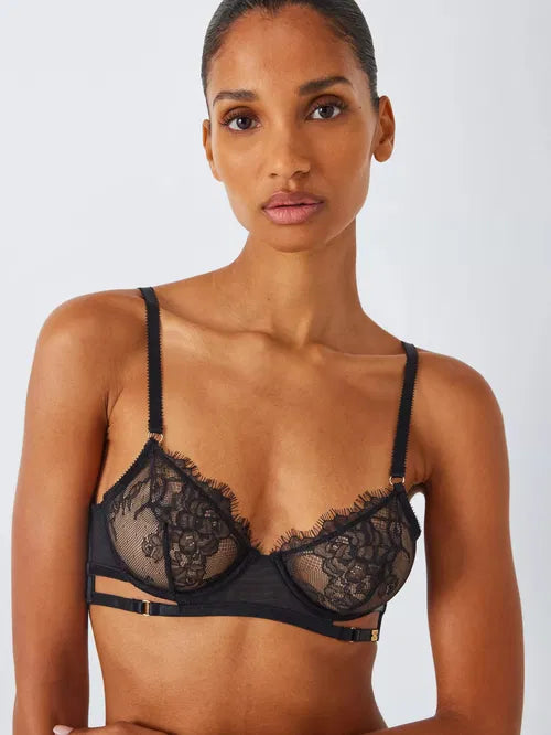 ‘Natalie’ floral lace bra in black