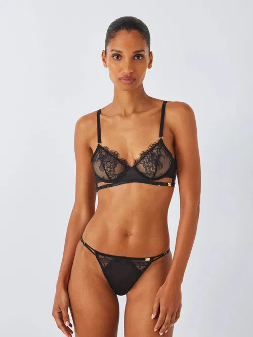 ‘Natalie’ floral lace bra in black