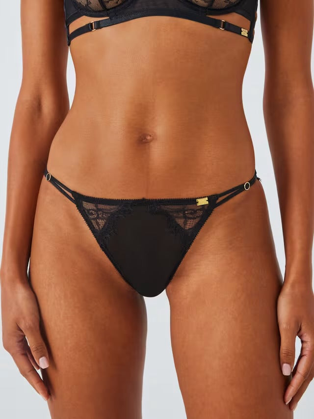 ‘Natalie’ floral lace bikini briefs in black size 8