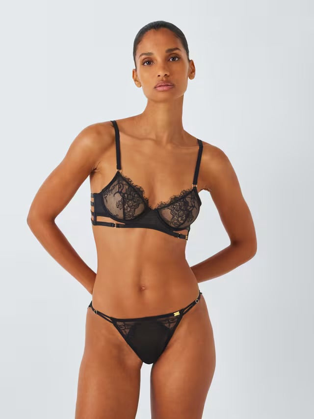 ‘Natalie’ floral lace bikini briefs in black size 8