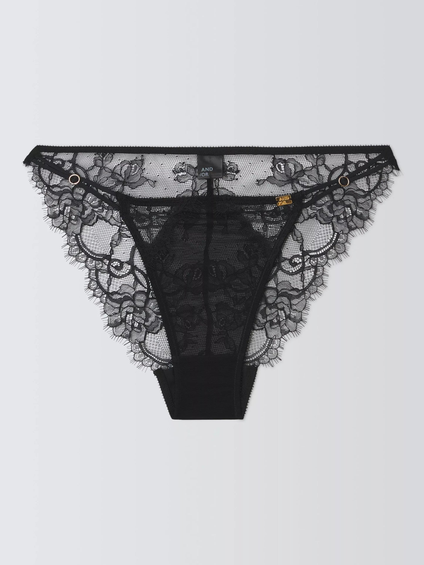 ‘Natalie’ floral lace bikini briefs in black size 8