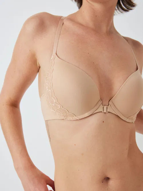 ‘Zayla’ lace racer back bra in almond