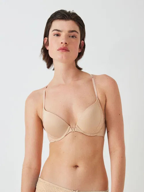 ‘Zayla’ lace racer back bra in almond