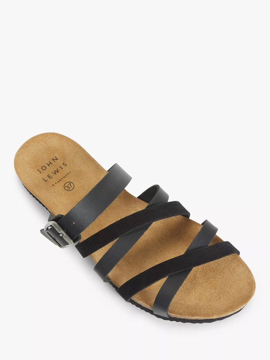 JOHN LEWIS ‘Louise’ suede and leather slider in black size 6