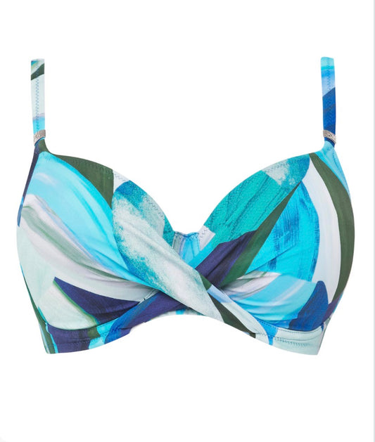 FANTASIE ‘Aguada beach’ full cup bikini top in blue size 32E