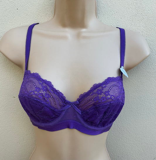 ‘Reece’ lace, non padded bra in purple
