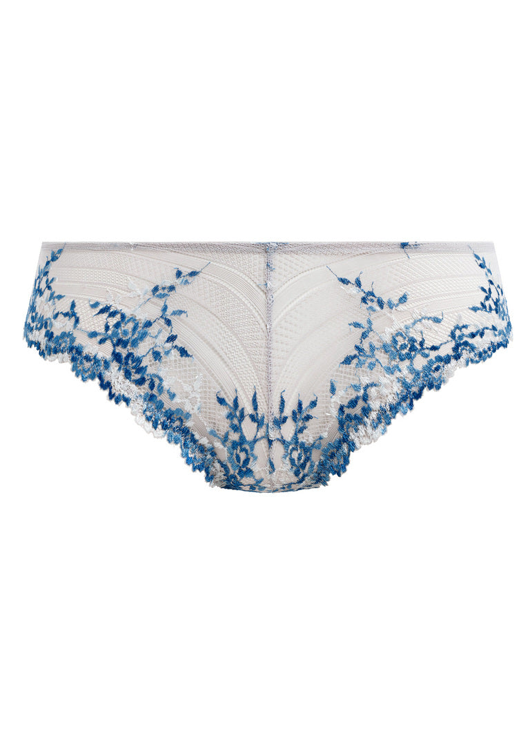‘Embrace’ lace tanga in pastel parchment/blue multi size XL