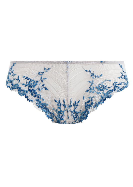 ‘Embrace’ lace tanga in pastel parchment/blue multi size XL
