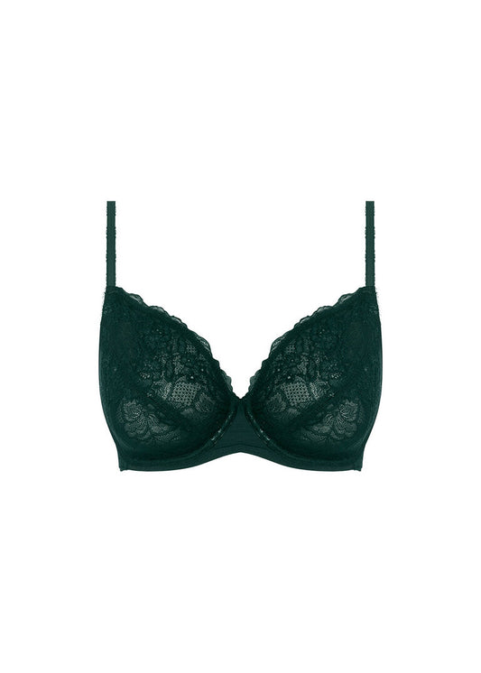 ‘Lace perfection’ classic underwired bra in botanical green