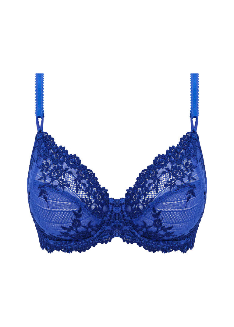 ‘Embrace’ lace classic underwired bra in Beacoup Blue/bellwether Blue