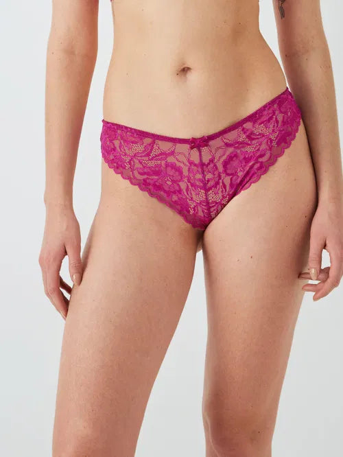 ‘Lianna’ lace Brazilian briefs in fuchsia