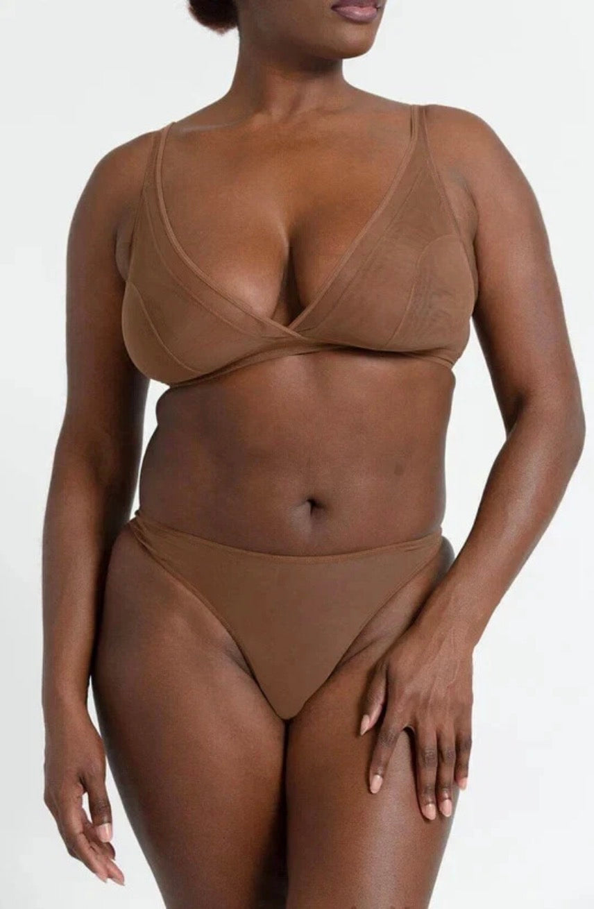 Mesh wireless bra in cinnamon size 34D/DD