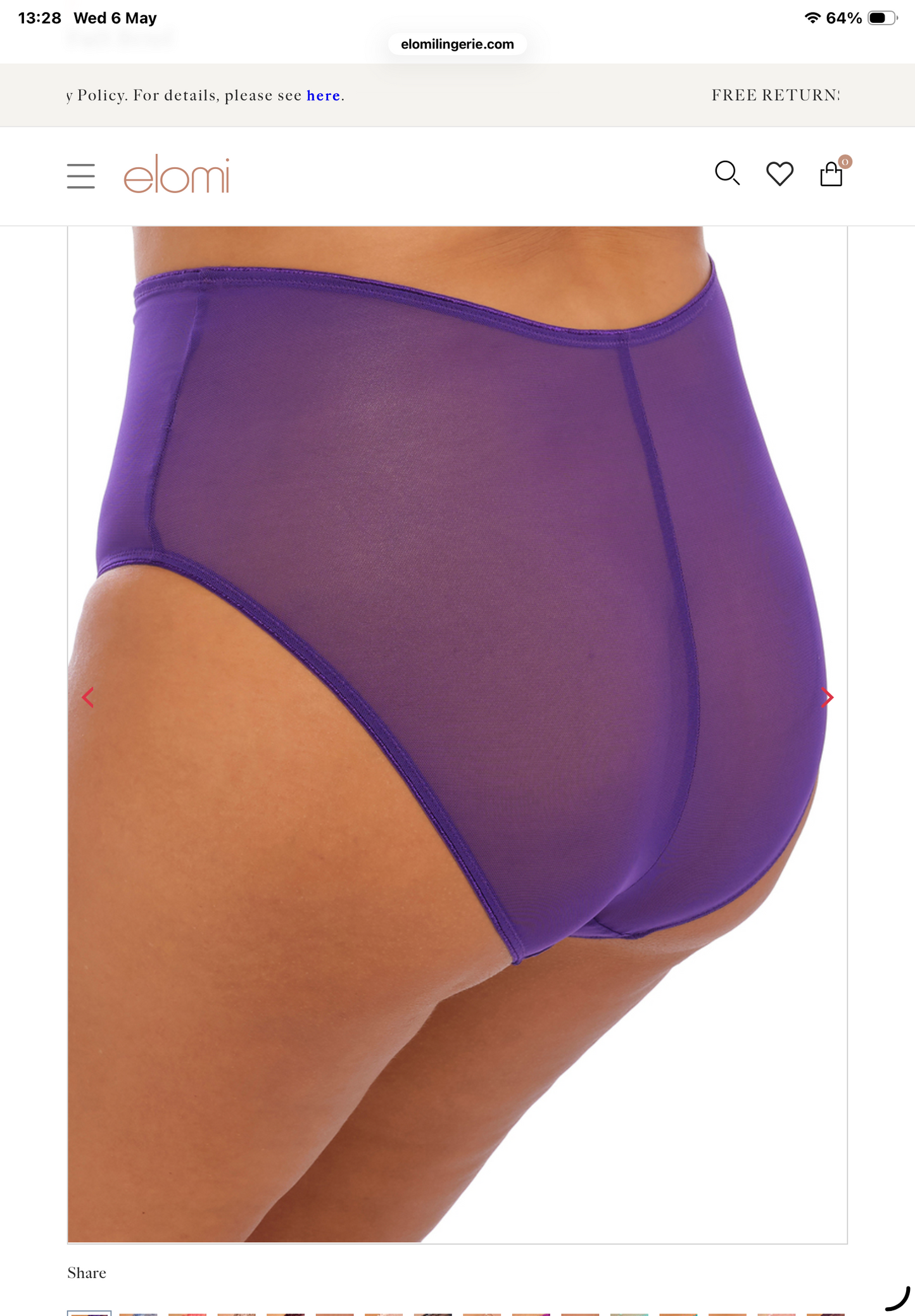 ‘Matilda’ full brief in iris size XXL