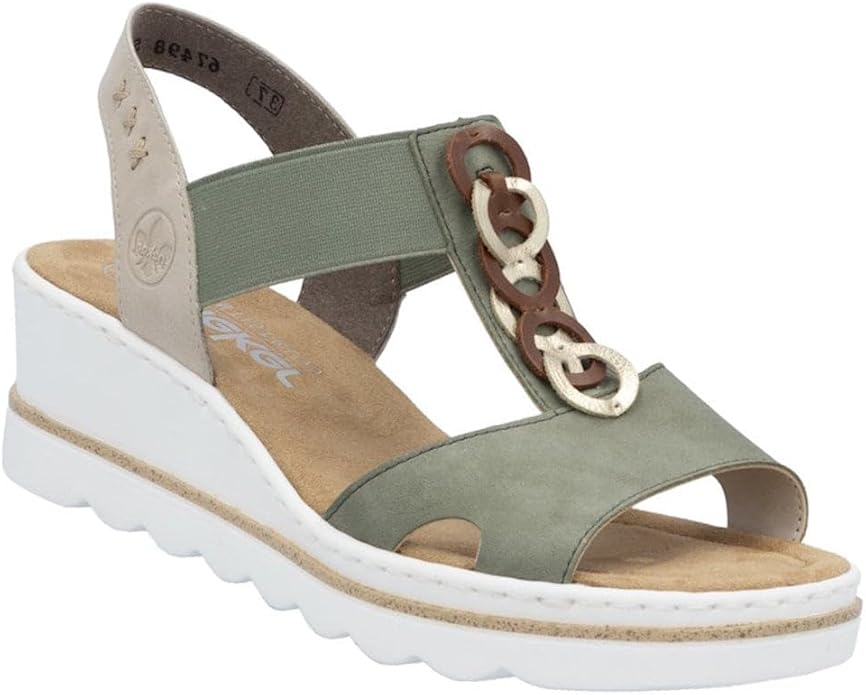 RIEKER medal wedge elasticated sandals size (39) 6