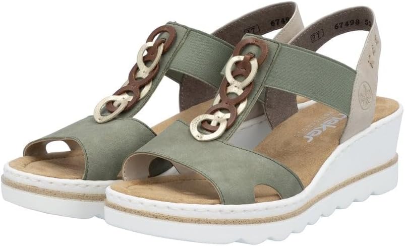 RIEKER medal wedge elasticated sandals size (39) 6
