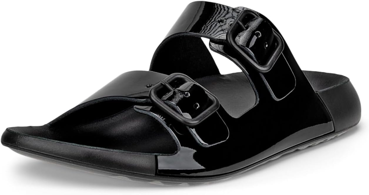 ECCO cozmo 2 strap leather sandal in black size 6 (39)
