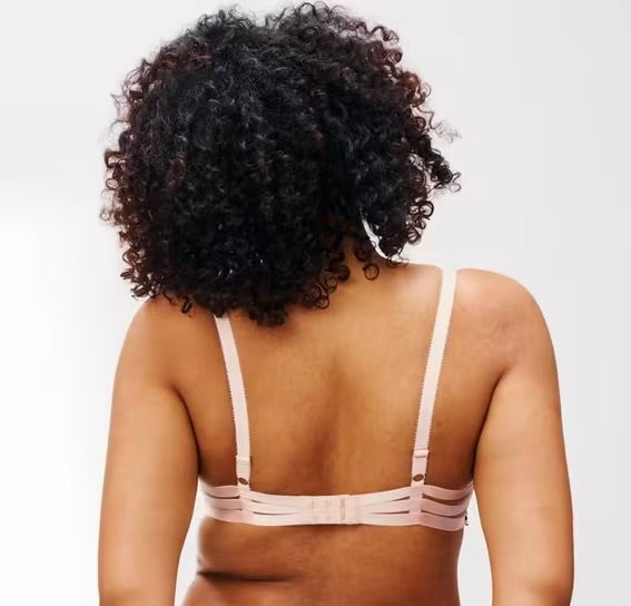 ‘Alexis Soft Bloom’ embroidered bra in soft pink/black 36F - full support