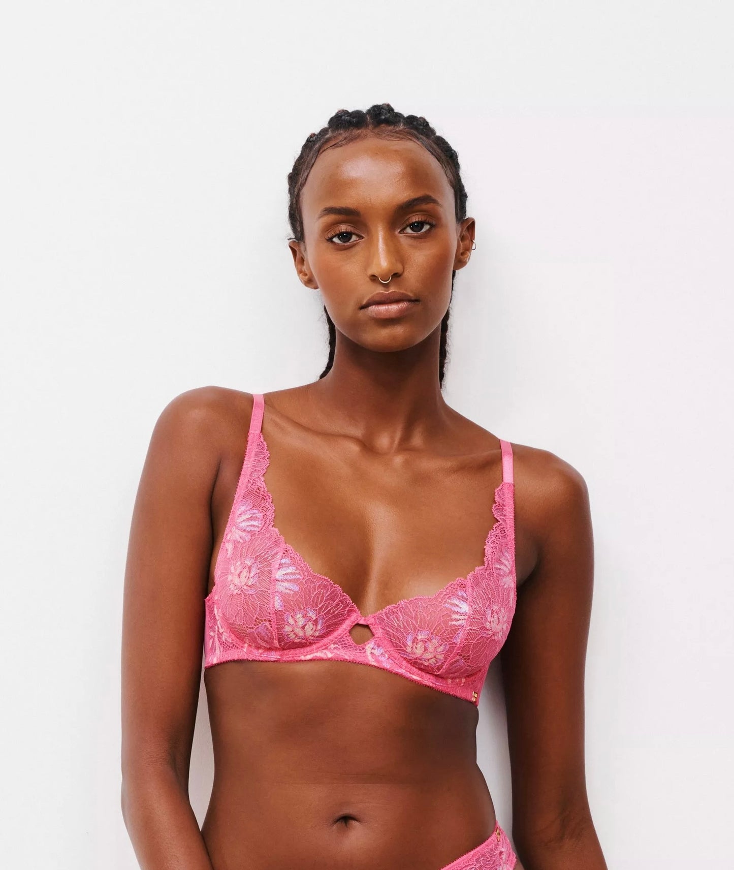 ‘Brooklyn’ non padded, underwired, demi  bra in fuschia 36B