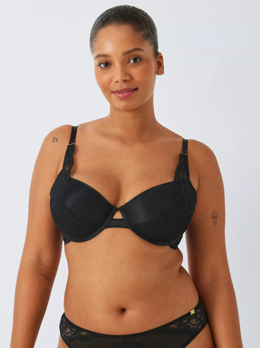 ‘Amaya’ spacer cup, plunge bra in black
