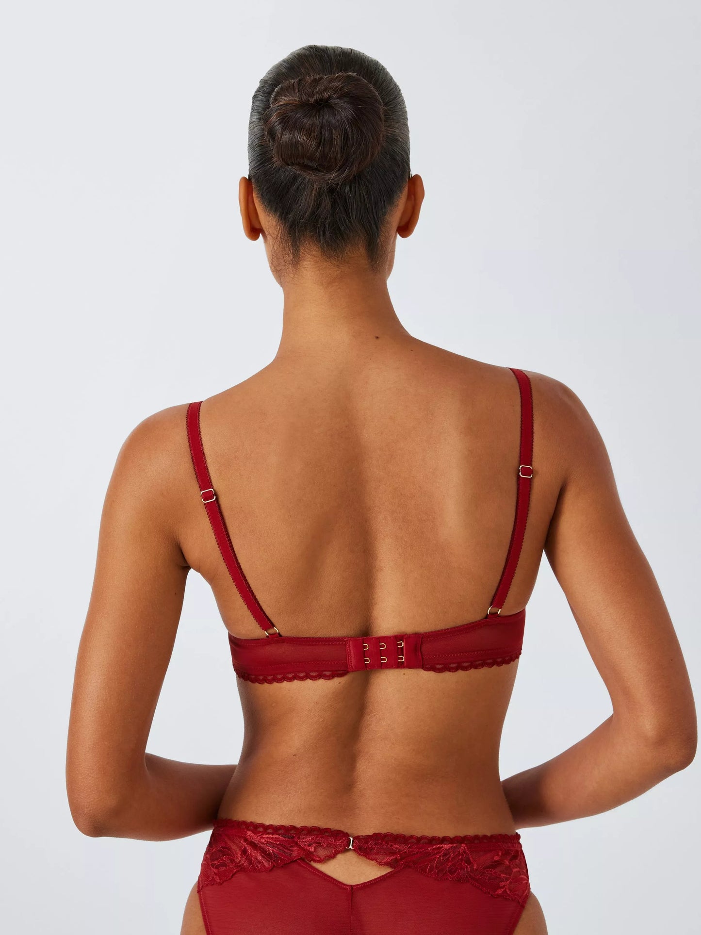 ‘Andrea’ floral lace, balcony bra in red