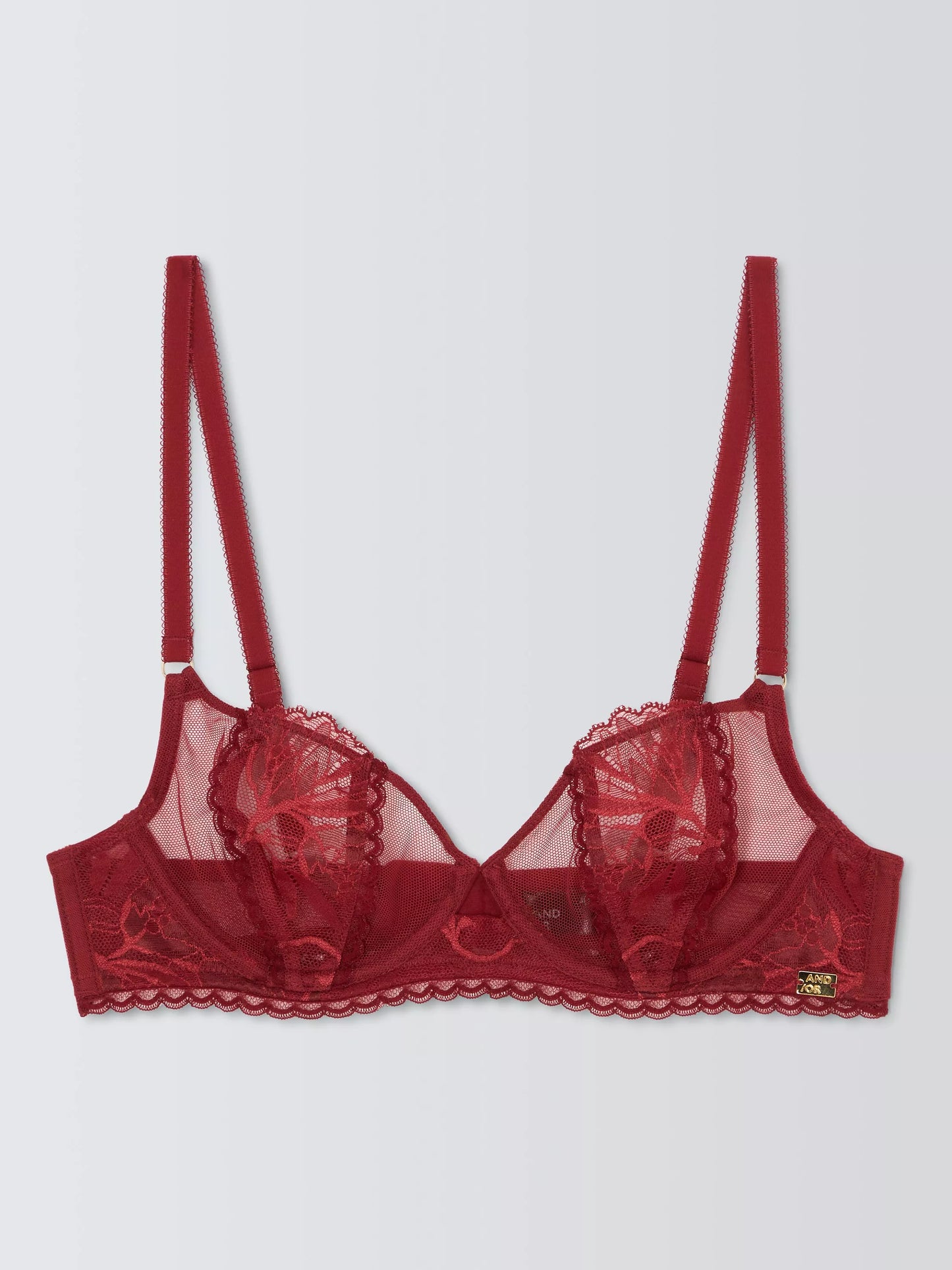 ‘Andrea’ floral lace, balcony bra in red
