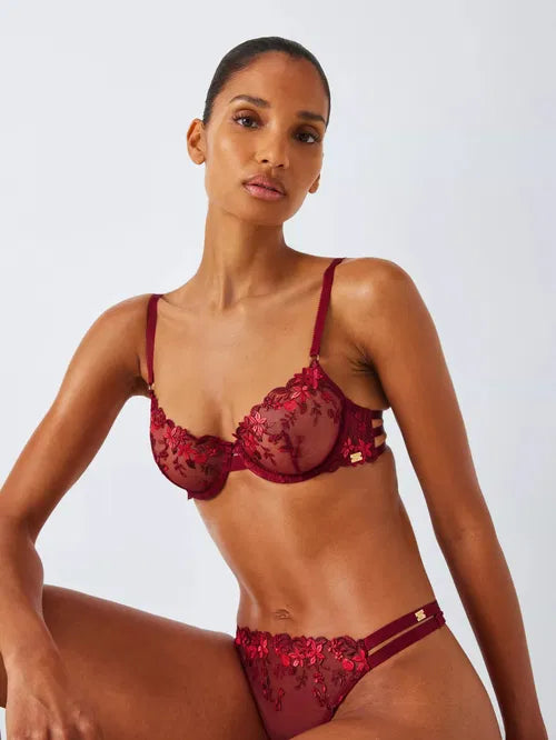 ‘Alexis fruity floral’ embroidered balcony bra
