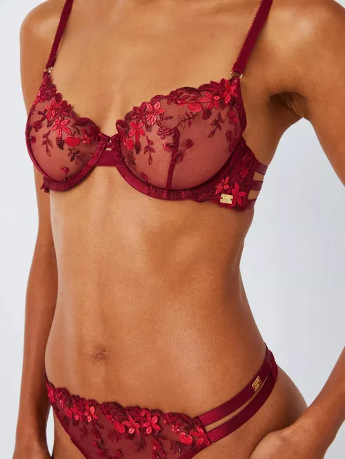‘Alexis fruity floral’ embroidered balcony bra