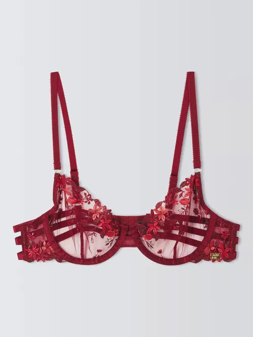 ‘Alexis fruity floral’ embroidered balcony bra