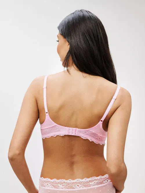 ‘Charlie’ padded plunge bra in baby pink