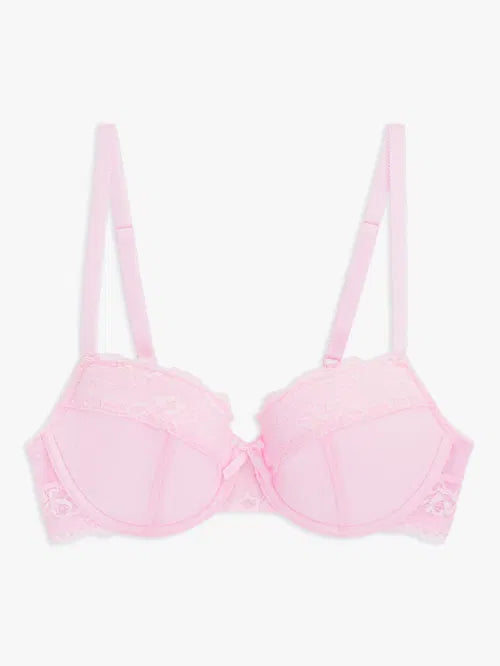 ‘Charlie’ padded plunge bra in baby pink