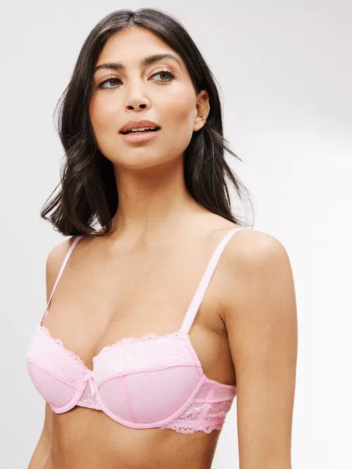 ‘Charlie’ padded plunge bra in baby pink