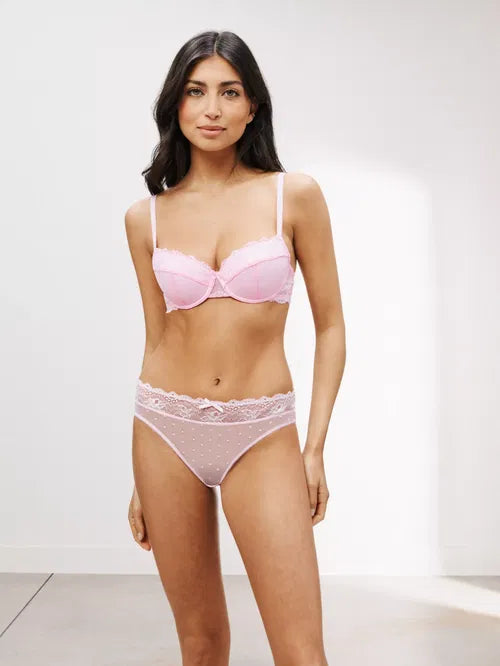 ‘Charlie’ padded plunge bra in baby pink