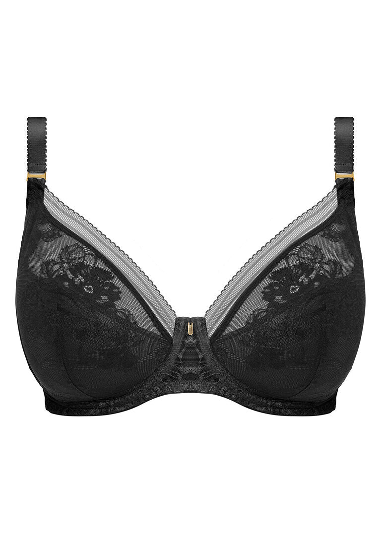‘Fusion lace’ padded plunge bra in black