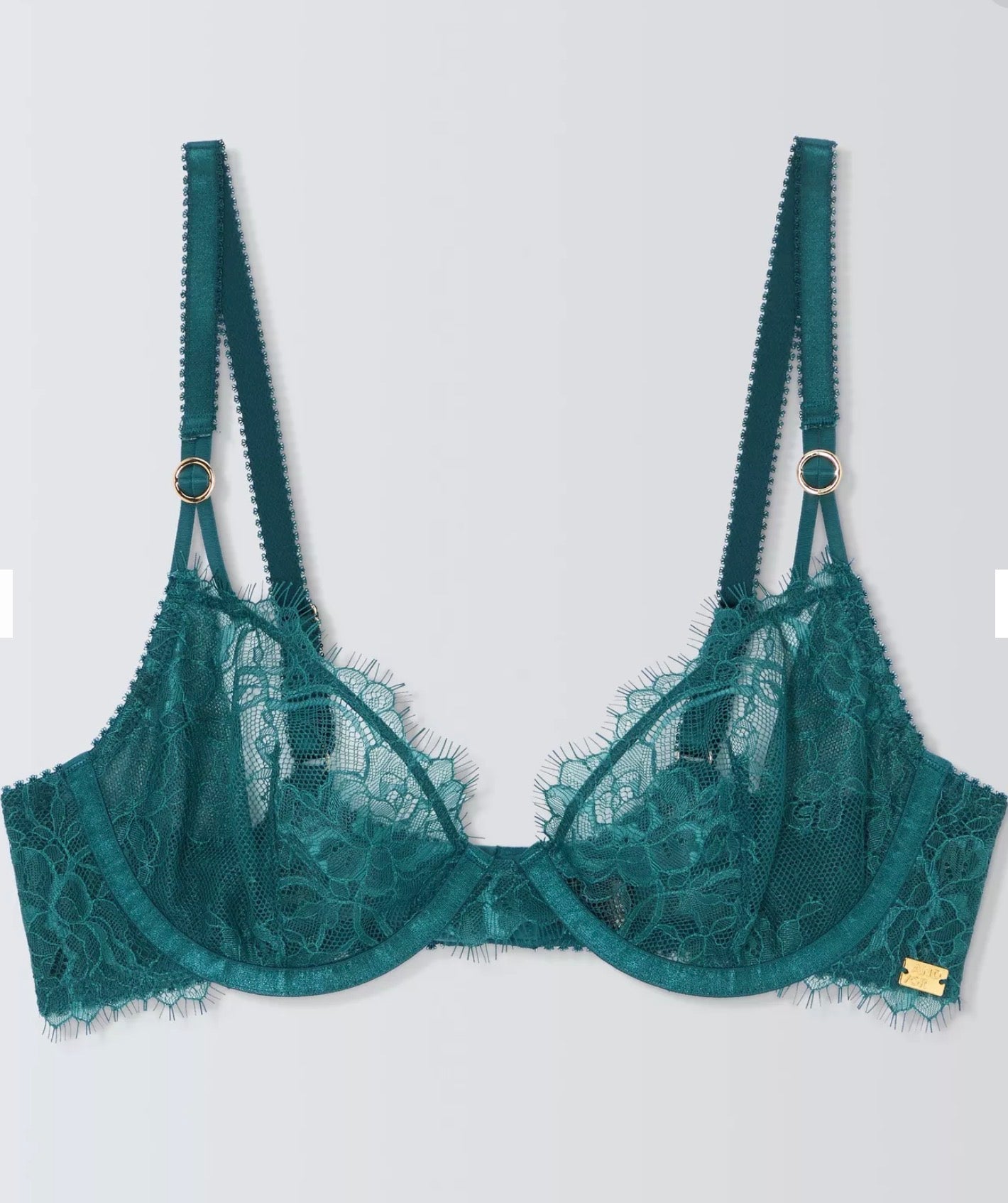 ‘Brooke’ lace plunge bra in teal